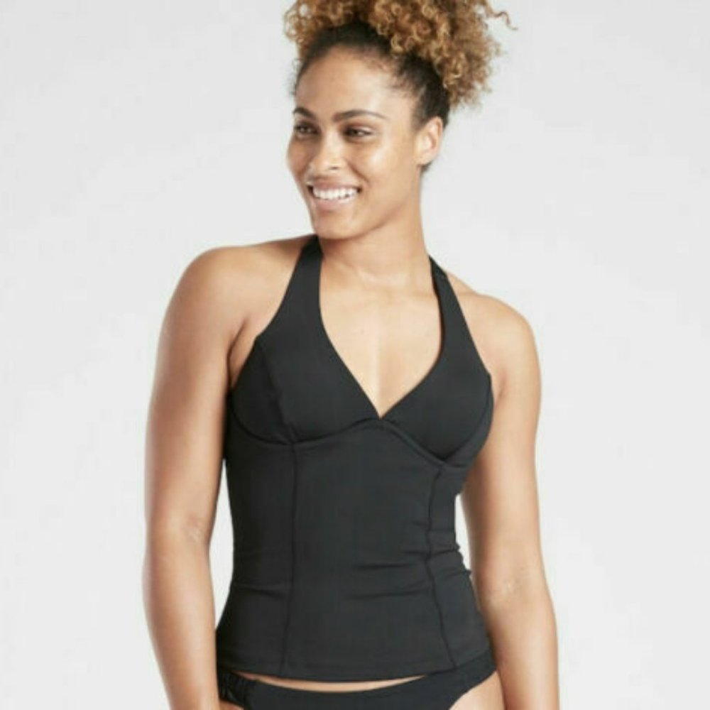 Athleta Sculpted Halter Tankini size 38B/C Black